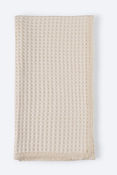 Sütlü Kahverengi Petek Desenli Müslin Örtü