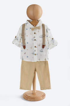 Bej Yelkenli desenli 4'lü Salopet Takım