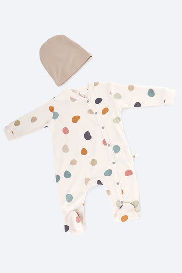 Renkli Puantiye Desenli Tulum Takım