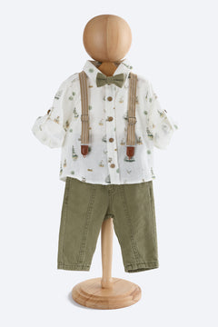 Yeşil Yelkenli Desenli 4'lü Salopet Takım