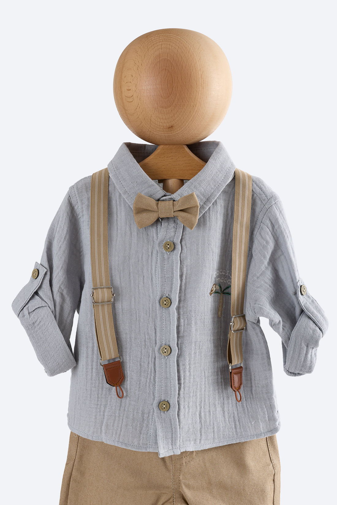 Gri Müslin Gömlek 4'lü Salopet Takım