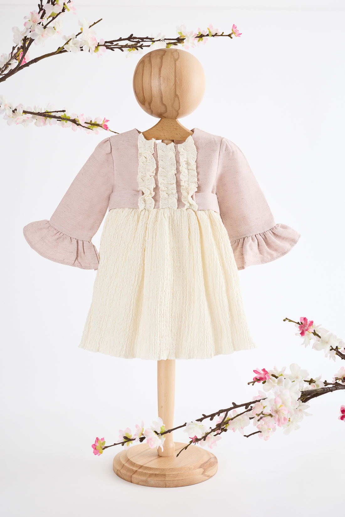 Fırfırlı Pembe Kız Çocuk Elbise