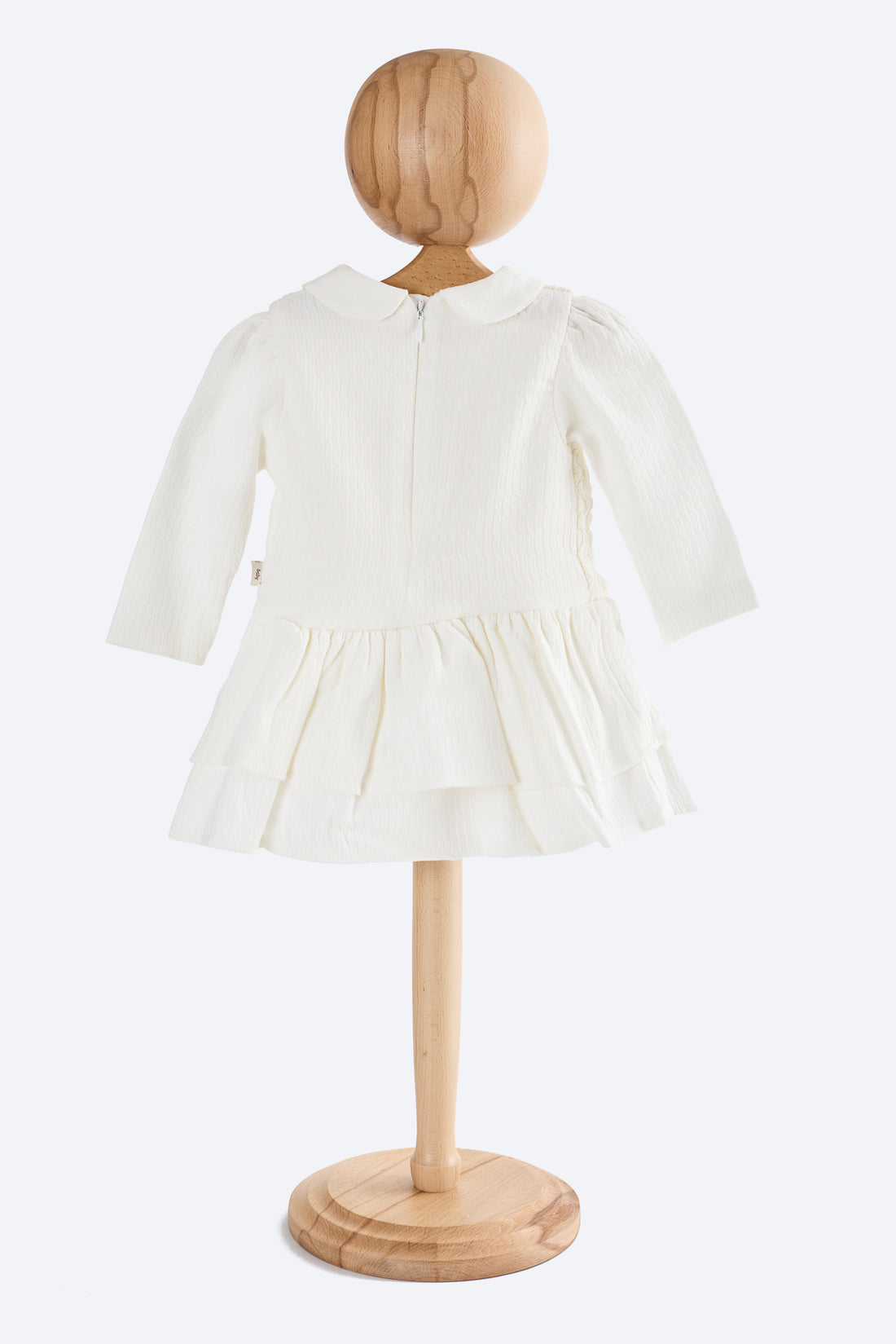 Ekru Fiyonklu Kız Çocuk Elbise