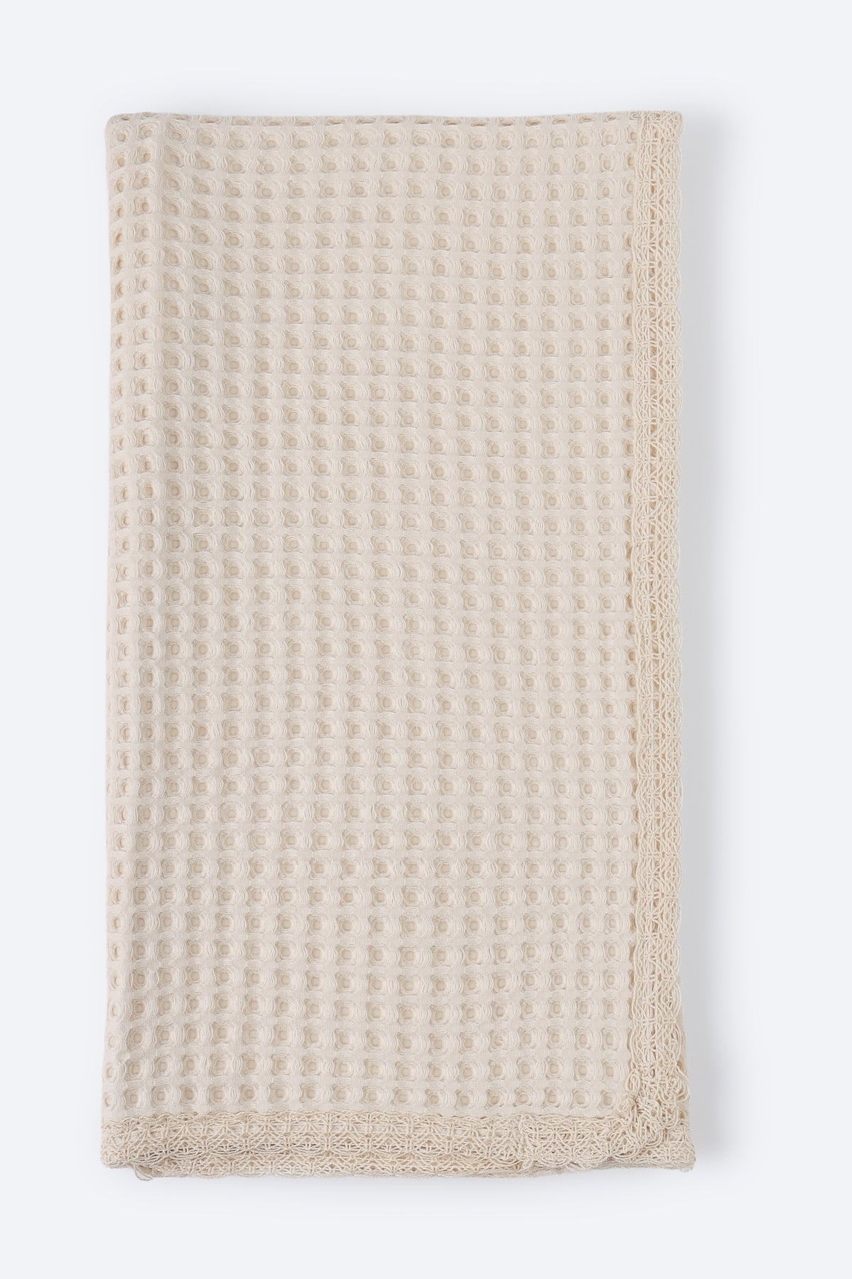 Sütlü Kahverengi Petek Desenli Müslin Örtü