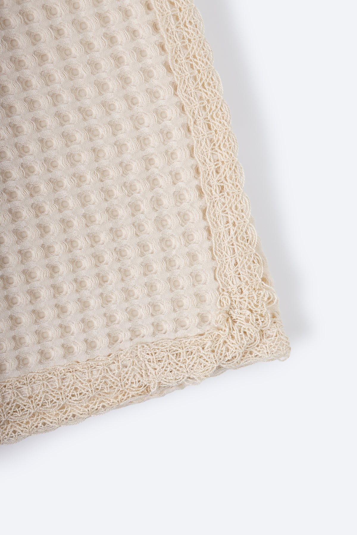 Sütlü Kahverengi Petek Desenli Müslin Örtü