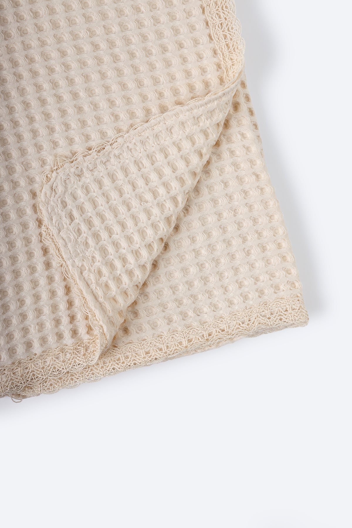 Sütlü Kahverengi Petek Desenli Müslin Örtü