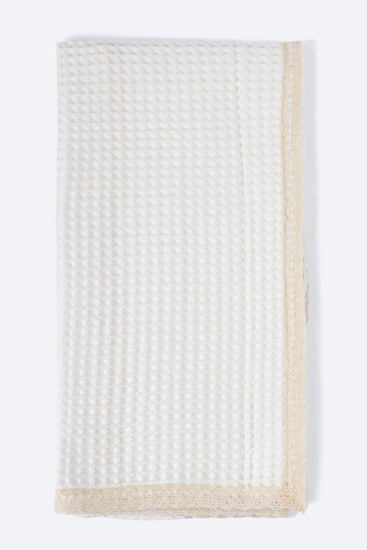 Ekru Petek Desenli Müslin Örtü