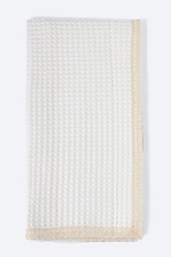 Ekru Petek Desenli Müslin Örtü