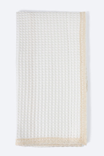 Ekru Petek Desenli Müslin Örtü