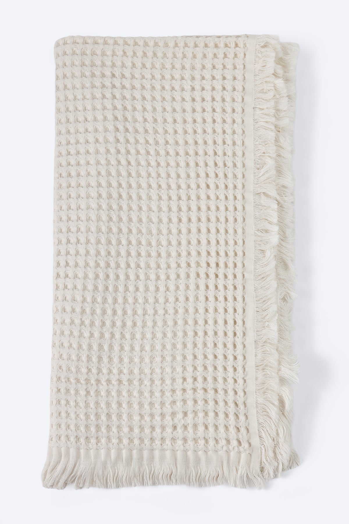 Bej Rengi Petek Desenli Müslin Örtü