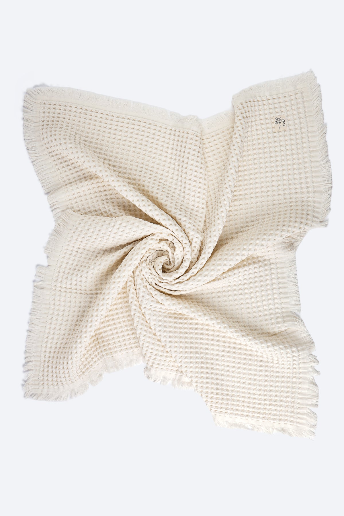 Bej Rengi Petek Desenli Müslin Örtü