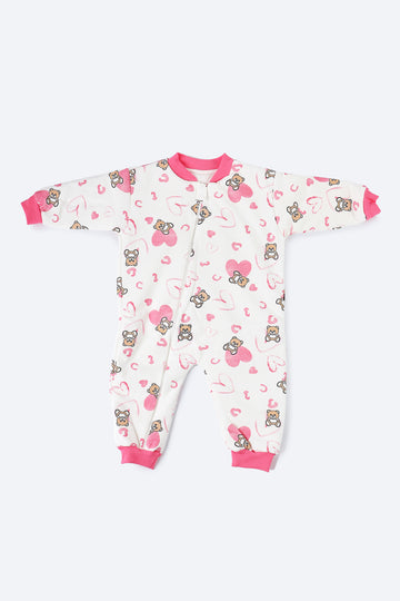 Pembe Kalp ve Ayıcık Desenli Uyku Tulumu