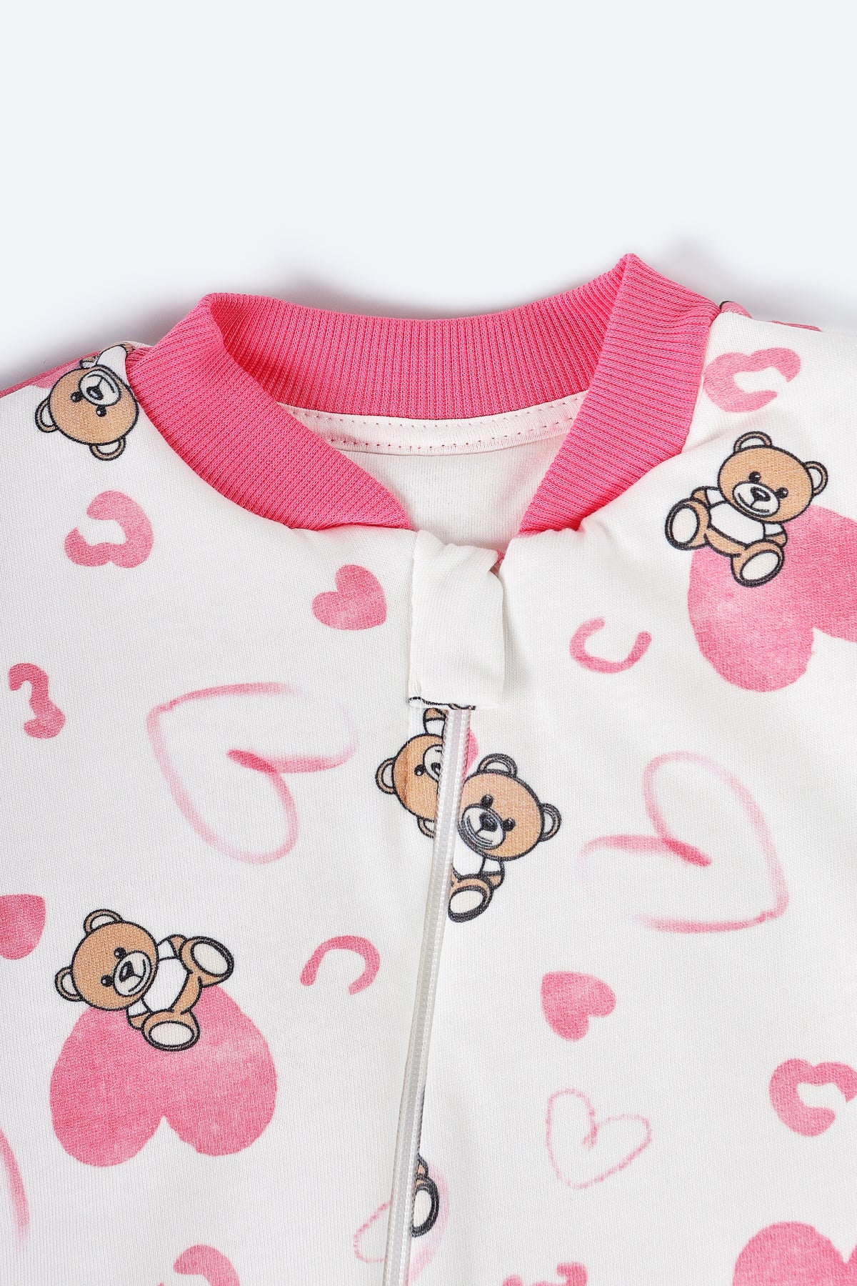 Pembe Kalp ve Ayıcık Desenli Uyku Tulumu