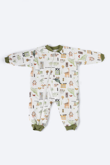 Dinozor Desenli Yeşil Uyku Tulumu