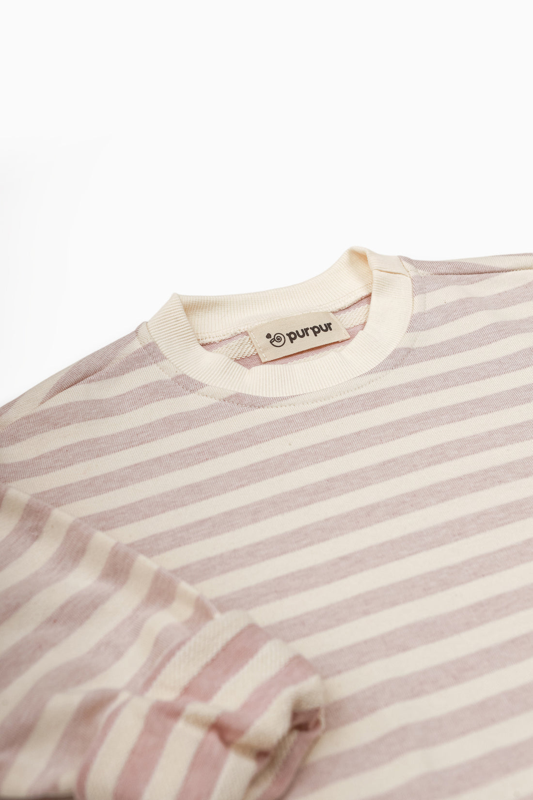 Oversize Uzun Kollu Lila Çizgili Sweatshirt