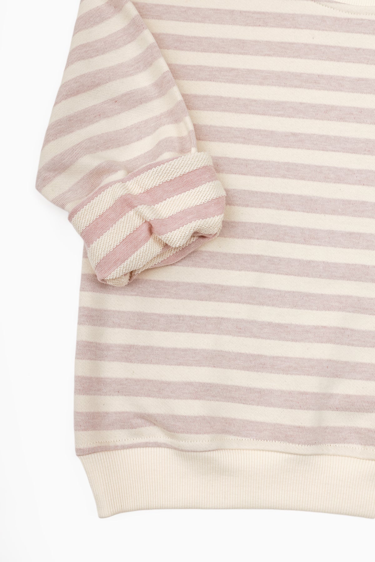 Oversize Uzun Kollu Lila Çizgili Sweatshirt