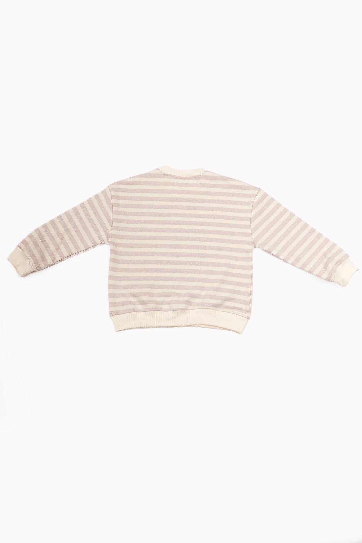 Oversize Uzun Kollu Lila Çizgili Sweatshirt