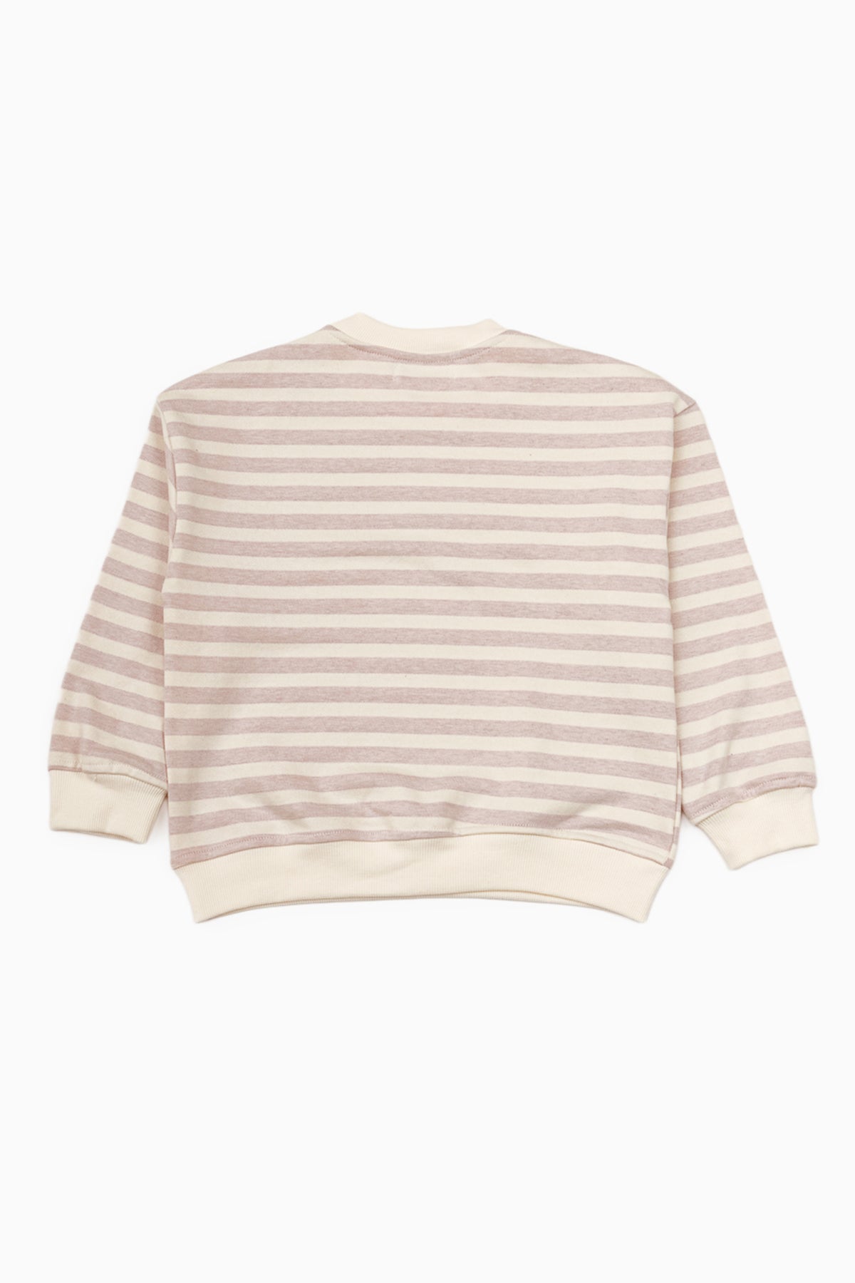 Oversize Uzun Kollu Lila Çizgili Sweatshirt