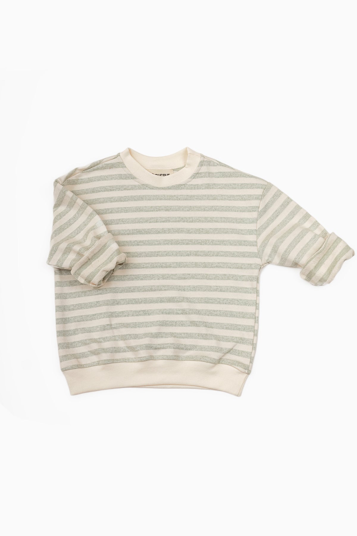 Oversize Uzun Kollu Yeşil Çizgili Sweatshirt