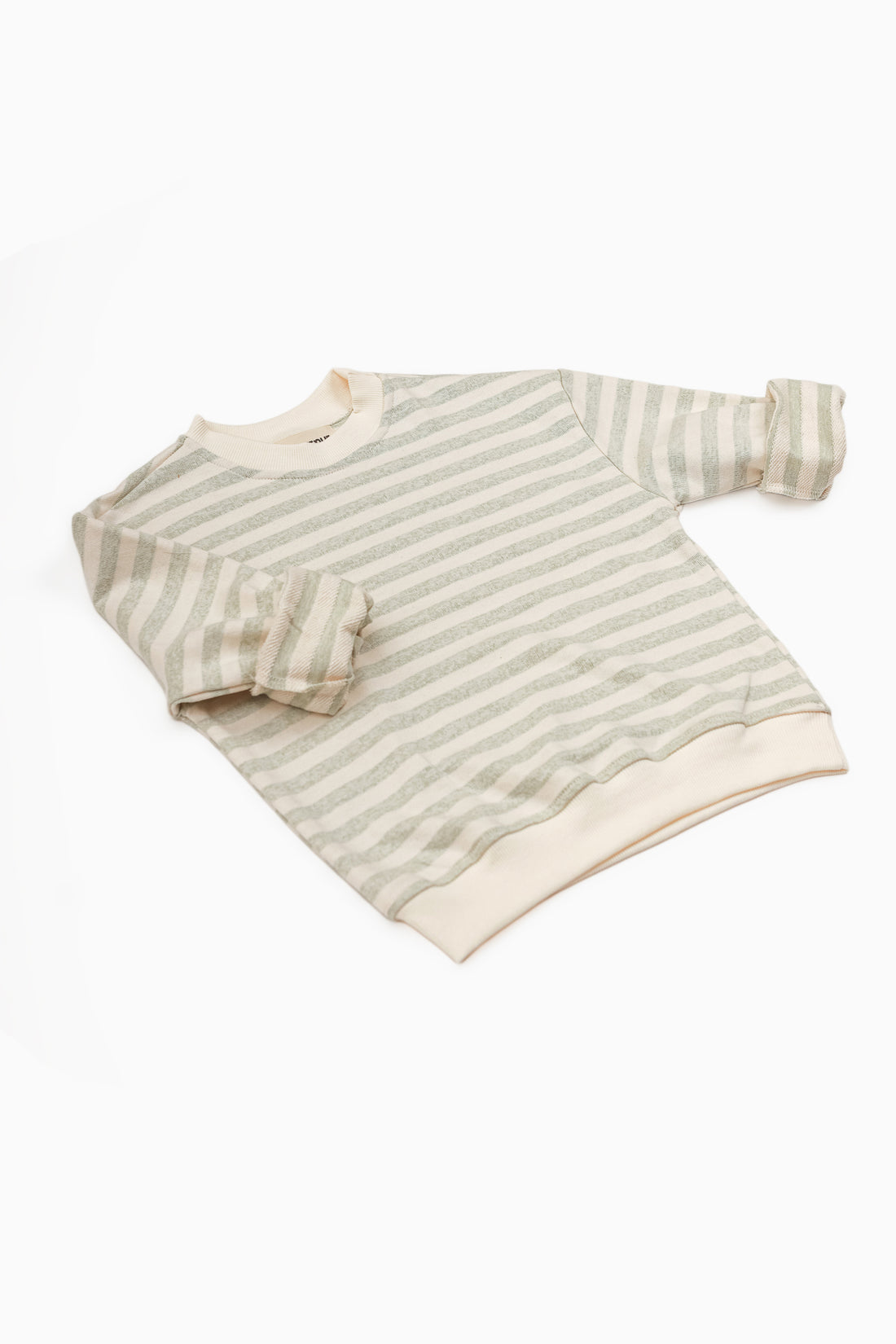 Oversize Uzun Kollu Yeşil Çizgili Sweatshirt