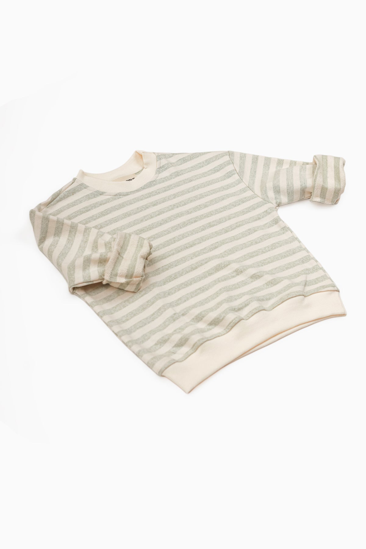 Oversize Uzun Kollu Yeşil Çizgili Sweatshirt