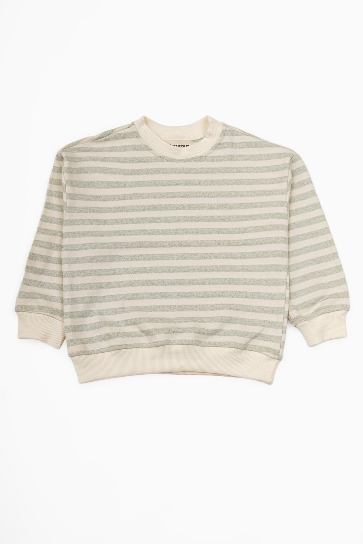 Oversize Uzun Kollu Yeşil Çizgili Sweatshirt