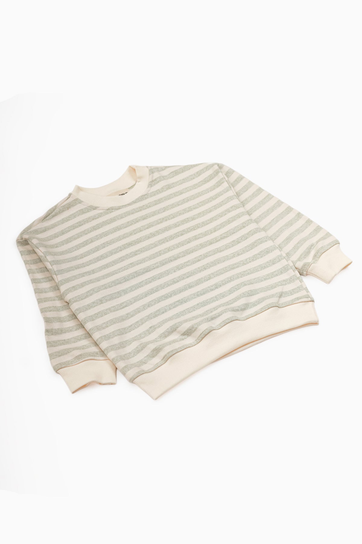 Oversize Uzun Kollu Yeşil Çizgili Sweatshirt