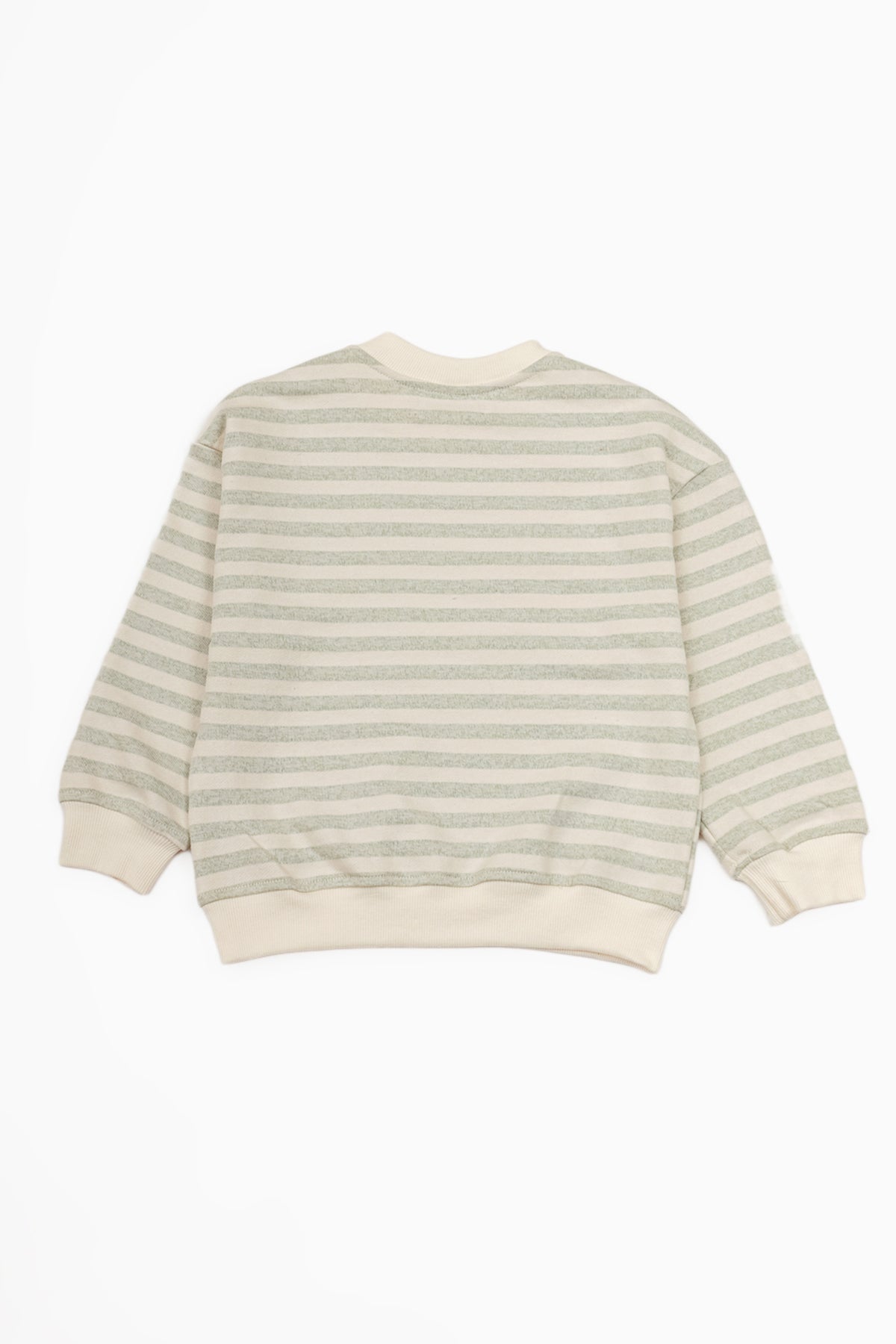 Oversize Uzun Kollu Yeşil Çizgili Sweatshirt