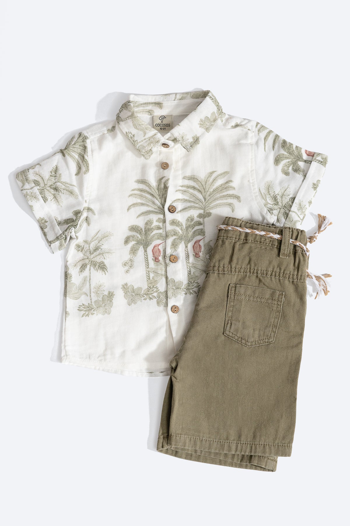 PALM GREEN ERKEK ÇOCUK ŞORT GÖMLEK PAMUKLU TAKIM